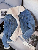 Žieminė vilna, stora džinsinė striukė Moteriška Laisva Negabaritinė Laisvalaikis Šilti Džinsai Paltai Dėvėti Kailinė Apykakle Ilgomis Rankovėmis Moteriški drabužiai