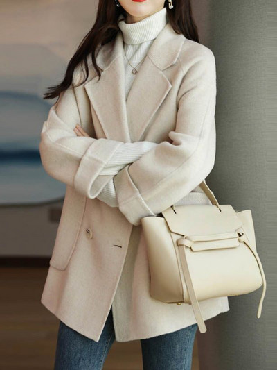 Palton din lână Elegance Mantoane și jachete Femei Nou în toamnă iarnă Jachetă femei stil coreean cu mânecă lungă Office Lady Trench