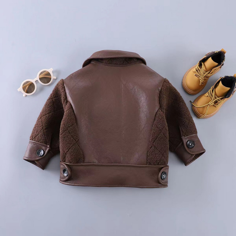 Jachete noi pentru băieți Grosimea pielii Paltoane pentru copii Moda copii îmbrăcăminte exterioară Iarna Toamnă 2023-A091