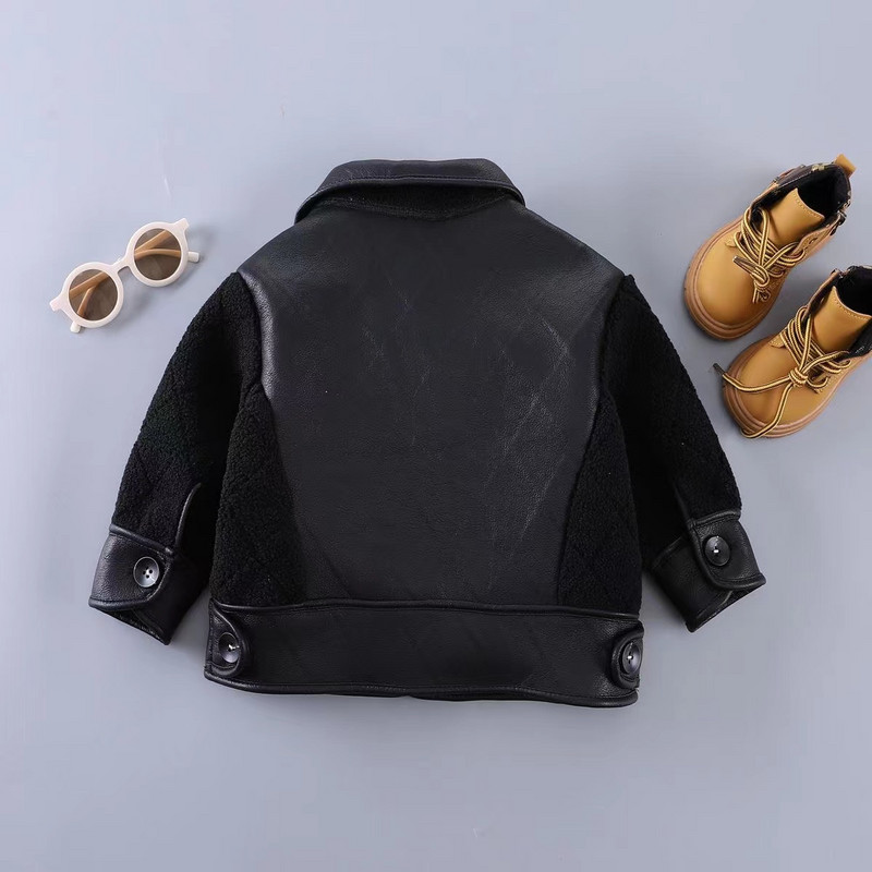 Jachete noi pentru băieți Grosimea pielii Paltoane pentru copii Moda copii îmbrăcăminte exterioară Iarna Toamnă 2023-A091