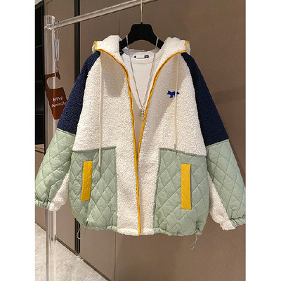 Mantocă din lână de miel, groasă, toamnă iarnă, bumbac, căptușită, jachetă pentru femei, parkas pentru femei