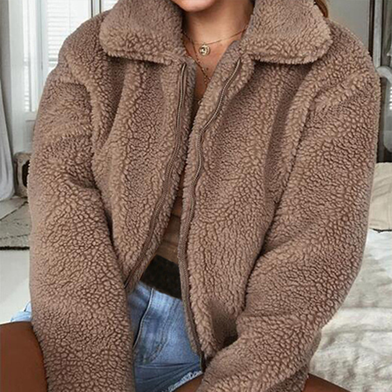 S-3XL, 9 culori, guler răsturnat, fermoar, mânecă întreagă, pardesiu cald supradimensionat, haină solidă, iarnă, toamnă.