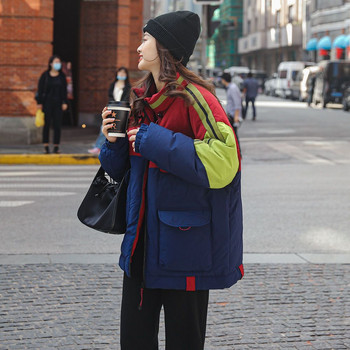 Парки Дамско модно зимно дебело сладко пачуърк цип Цялостно топли зимно палто за момичета Евроамерикански стил