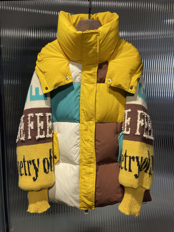 Janveny 2023 New Fashion Streetwear Jachetă puf cu cusături cu litere Parka largi pentru femei de iarnă, haină groasă 90% din puf de rață