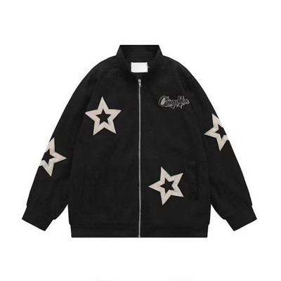 Deeptown Vintage Bomber Jacket Femei Star Girl Y2k Streetwear Harajuku Oversize Moda coreeană Jachete negre Broderie cu fermoar