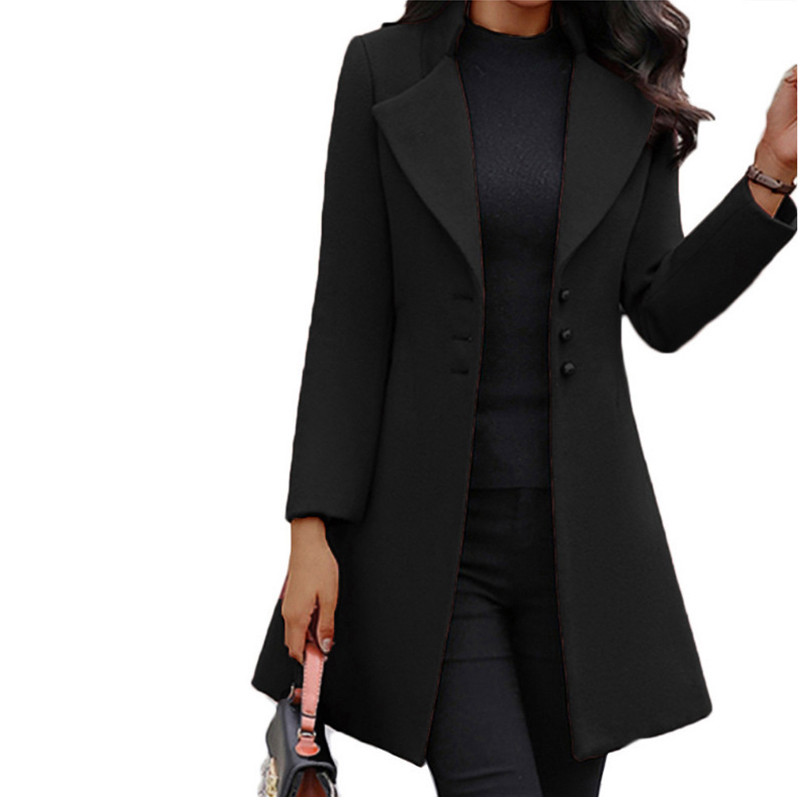 Jachetă lungă Palton de lână Pardesiu Blazer Trench Culoare uni Elegant Rever Slim Fit Casual All Button