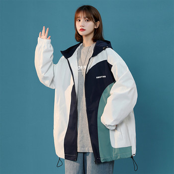 2022 Модни якета с блокиращи цветове Дамски дрехи Пролет Есен Бейзболна униформа с качулка Шикозни корейски къси палта Топове jp233