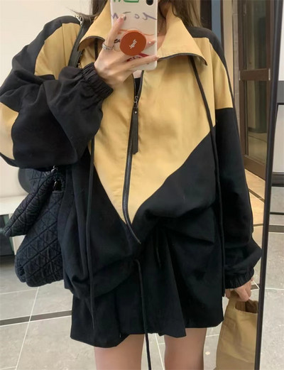 Alkalmi Splicing Baseball egyenruha kabát Női ruházat Tavaszi őszi kabátok 2022 Új koreai hosszú ujjú dzsekik Felsők JP411