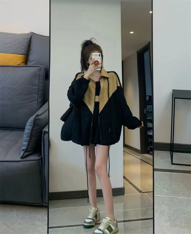 Alkalmi Splicing Baseball egyenruha kabát Női ruházat Tavaszi őszi kabátok 2022 Új koreai hosszú ujjú dzsekik Felsők JP411