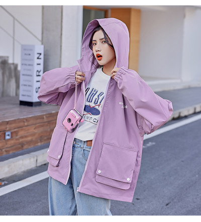 Jachetă de lucru ocazională, primăvară, toamnă, 2022, jachetă de vânt cu glugă, nouă pentru studenți, pentru îmbrăcăminte pentru femei, îmbrăcăminte exterioară pentru fete p53