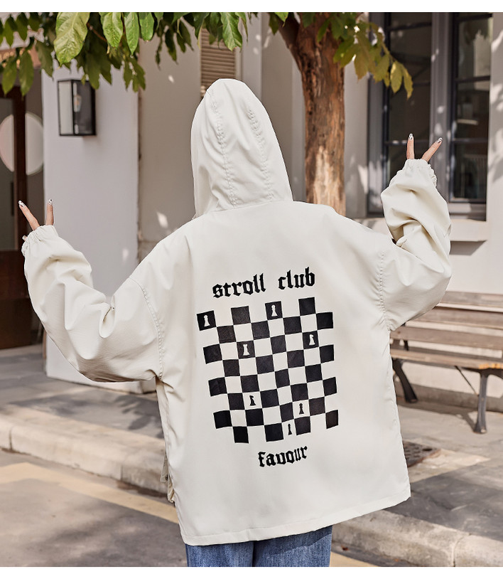 Jachetă de lucru ocazională, primăvară, toamnă, 2022, jachetă de vânt cu glugă, nouă pentru studenți, pentru îmbrăcăminte pentru femei, îmbrăcăminte exterioară pentru fete p53