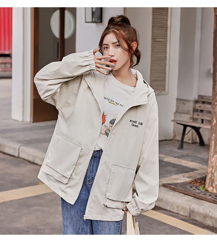 Jachetă de lucru ocazională, primăvară, toamnă, 2022, jachetă de vânt cu glugă, nouă pentru studenți, pentru îmbrăcăminte pentru femei, îmbrăcăminte exterioară pentru fete p53