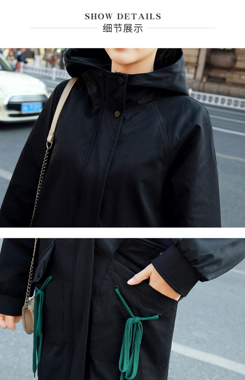 Veste de vânt la modă Îmbrăcăminte exterioară cu glugă 2022, primăvară toamnă, jachete negre cu buzunar largi, haine pentru femei P54