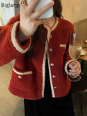 Rudens žiemos raudona avinėlio striukė Moteriškas dirbtinis kailis Integruoti švarkai Moteriški viršutiniai drabužiai Korėjos moteriški paltai 2023 m. Manteau Femme