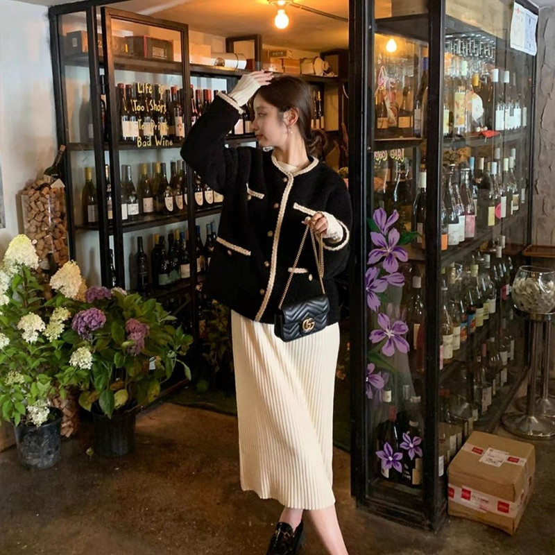 Rudens žiemos raudona avinėlio striukė Moteriškas dirbtinis kailis Integruoti švarkai Moteriški viršutiniai drabužiai Korėjos moteriški paltai 2023 m. Manteau Femme