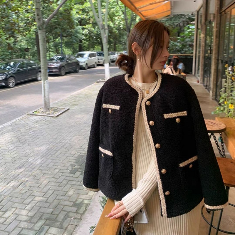 Rudens žiemos raudona avinėlio striukė Moteriškas dirbtinis kailis Integruoti švarkai Moteriški viršutiniai drabužiai Korėjos moteriški paltai 2023 m. Manteau Femme