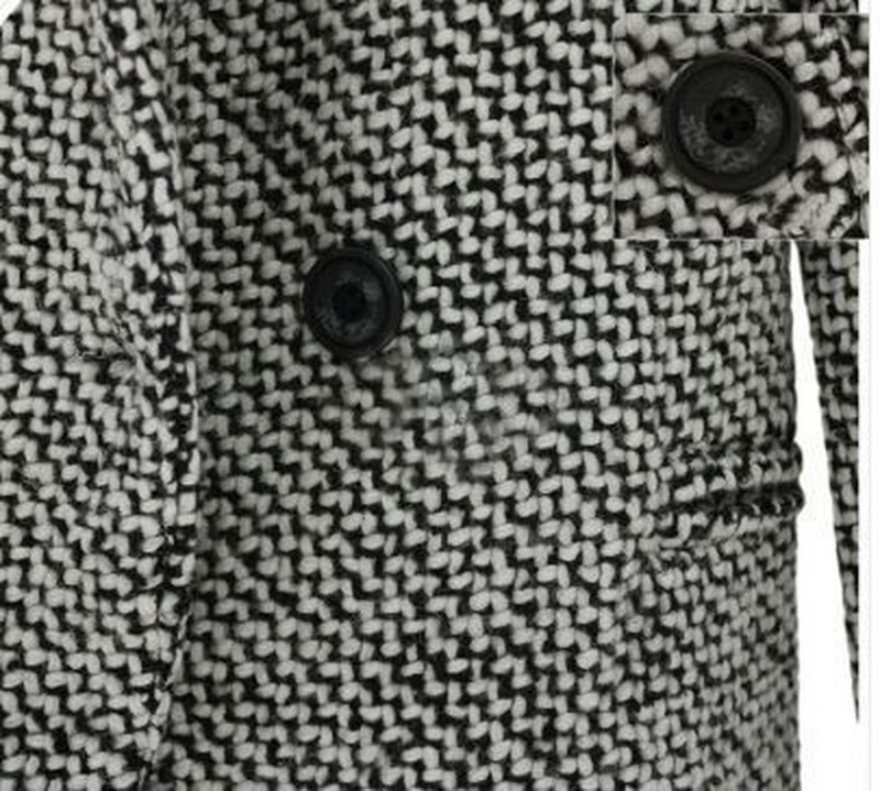 Moterų paltai Žiemos 2021 m. Moterų žiemos laisvalaikio ilgomis rankovėmis „Houndstooth“ mygtukų paltas Pilkas rudeninis viršutinių drabužių paltas