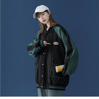 Модни къси якета, дамски дрехи, ретро шевове, бейзболни извънгабаритни широки бф корейски якета jp231