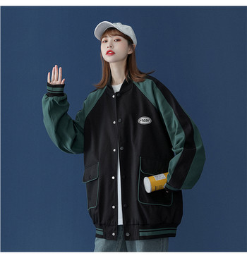 Модни къси якета, дамски дрехи, ретро шевове, бейзболни извънгабаритни широки бф корейски якета jp231