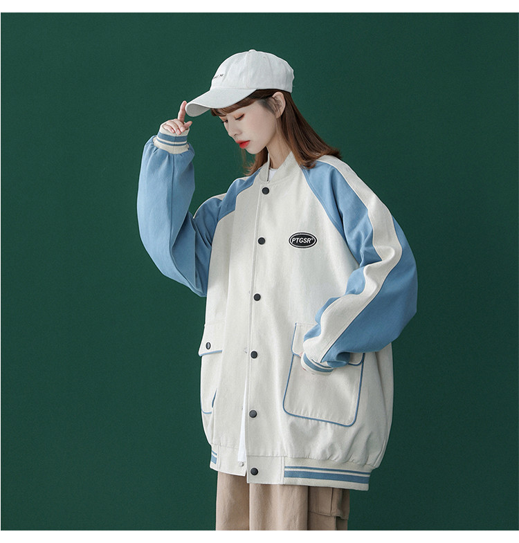 Madingos trumpos striukės Moteriški drabužiai Retro susiuvimas beisbolas Oversize Laisvos bf korėjietiškos striukės jp231