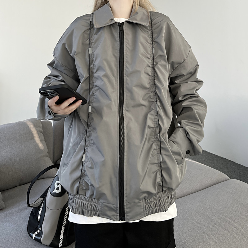 Jachete pentru industrie grea cu dungi reflectorizante de stradă Îmbrăcăminte de damă Mantouri de primăvară toamnă 2023 noi jachete bombe largi retro jp718