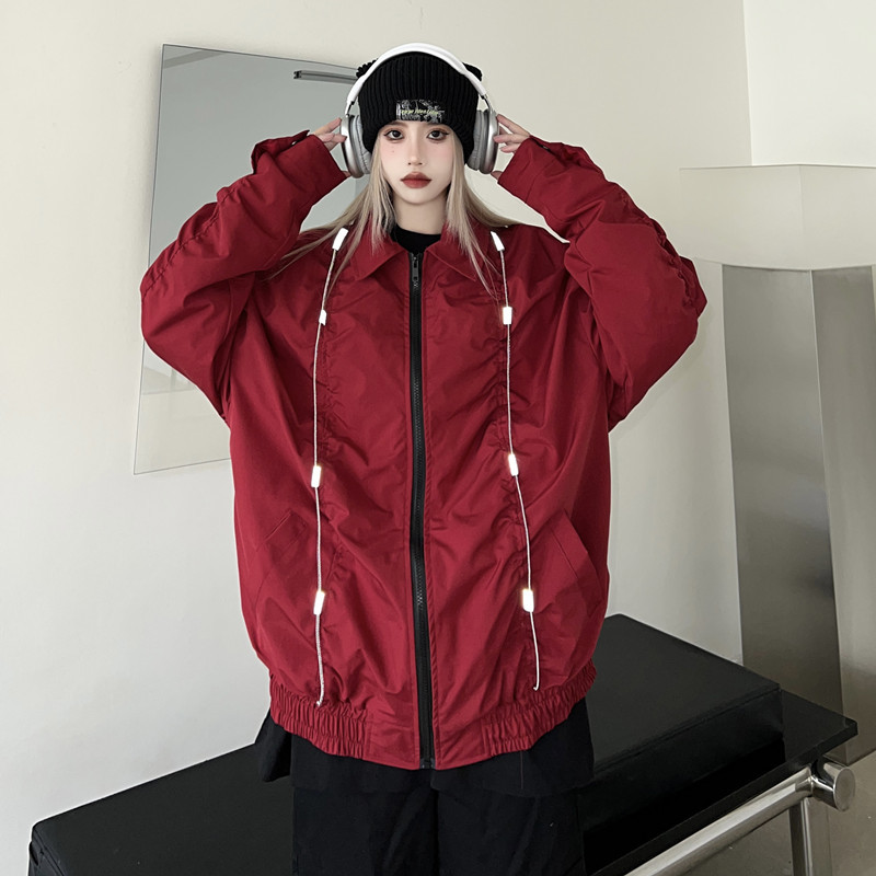 Jachete pentru industrie grea cu dungi reflectorizante de stradă Îmbrăcăminte de damă Mantouri de primăvară toamnă 2023 noi jachete bombe largi retro jp718