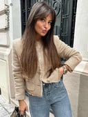 Tvido moteriški trumpi paltai 2023 m. rudens žiemos elegantiškas ilgomis rankovėmis nutrintas striukė Moteriškas prašmatnus O formos kaklo kišeninis moteriškas paltas