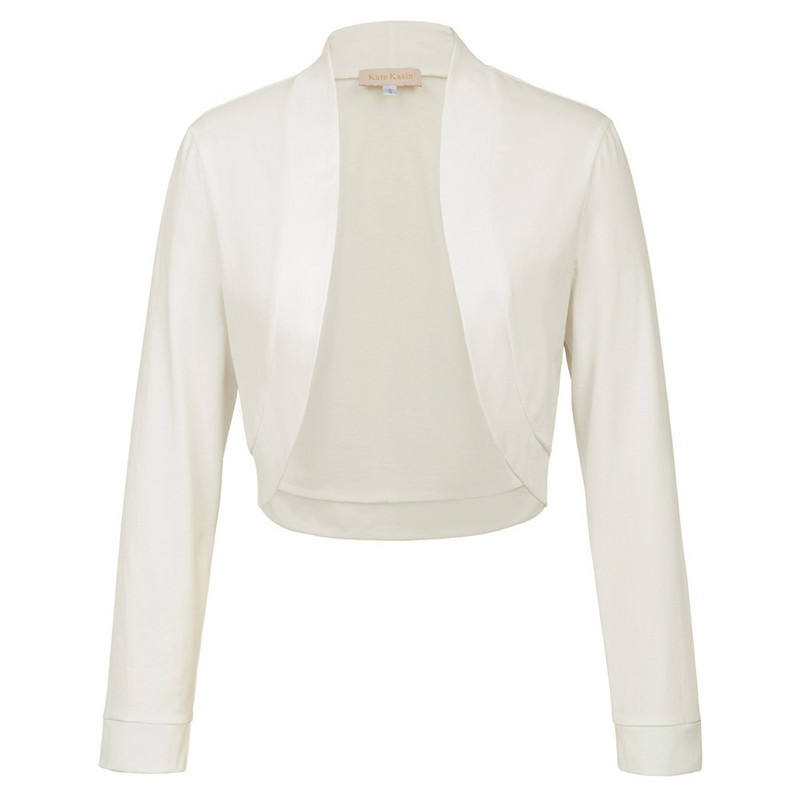 Kate Kasin pentru femei paltoane scurte de bază cu mânecă lungă, cu fața deschisă, pânză decupată, 2022, jachetă pentru femei, bolero din bumbac, pentru îmbrăcăminte ocazională