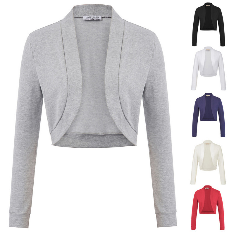 Kate Kasin pentru femei paltoane scurte de bază cu mânecă lungă, cu fața deschisă, pânză decupată, 2022, jachetă pentru femei, bolero din bumbac, pentru îmbrăcăminte ocazională