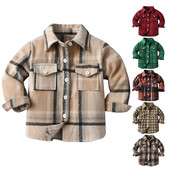 Maži berniukai, mergaičių marškiniai, paltai, švarkas, languotas, ilgomis rankovėmis, vaikams, apatinės apykaklės, viršutiniai drabužiai, skirti mergaitėms ar berniukams