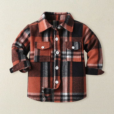 Maži berniukai, mergaičių marškiniai, paltai, švarkas, languotas, ilgomis rankovėmis, vaikams, apatinės apykaklės, viršutiniai drabužiai, skirti mergaitėms ar berniukams