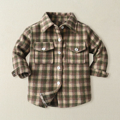 Maži berniukai, mergaičių marškiniai, paltai, švarkas, languotas, ilgomis rankovėmis, vaikams, apatinės apykaklės, viršutiniai drabužiai, skirti mergaitėms ar berniukams