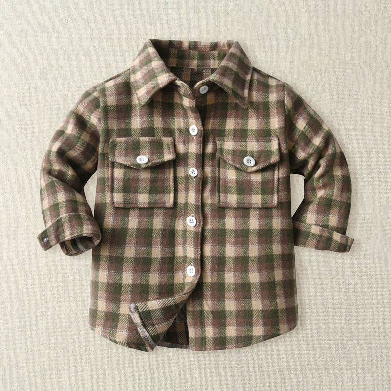 Maži berniukai, mergaičių marškiniai, paltai, švarkas, languotas, ilgomis rankovėmis, vaikams, apatinės apykaklės, viršutiniai drabužiai, skirti mergaitėms ar berniukams