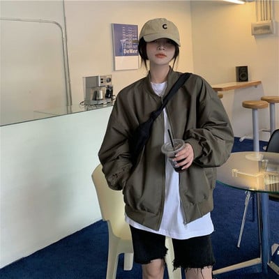 Deeptown Vintage Bomber Jacket femei oversize Harajuku Streetwear Jachete aviator Femei anii 2000 estetic coreeană modă paltoane
