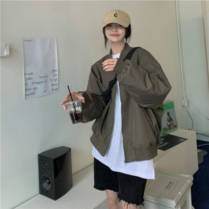Deeptown Vintage Bomber Jacket femei oversize Harajuku Streetwear Jachete aviator Femei anii 2000 estetic coreeană modă paltoane