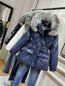 2023 Jachete de puf de iarnă pentru femei cu guler mare de blană Parka caldă la modă Jachetă puf cu glugă Mantoane cu buzunar mare pardesiu căptușit pentru femei