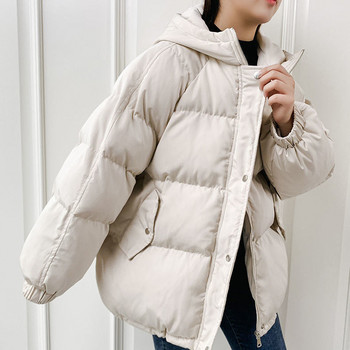 Улично облекло Oversize Топло зимно яке с качулка Дамски едноцветни паркове Модни ежедневни дамски зимни палта