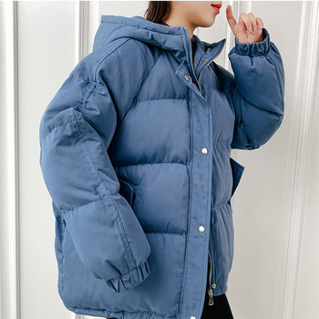 Улично облекло Oversize Топло зимно яке с качулка Дамски едноцветни паркове Модни ежедневни дамски зимни палта