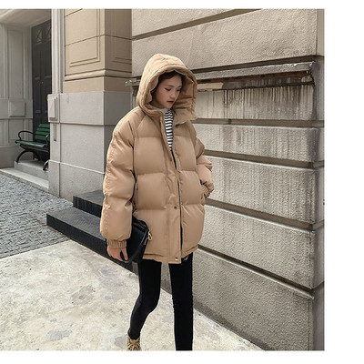 Streetwear Jachetă de iarnă caldă cu glugă supradimensionată pentru femei Parka de culoare uni Mantouri de iarnă casual pentru femei
