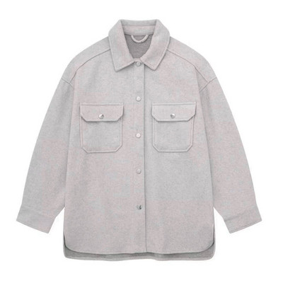 TRAF 2023, toamnă, modă pentru femei, cu mânecă lungă, îmbrăcăminte exterioară șic, topuri, vintage, de culoare uni, buzunare, jachetă cu rever, haină de lână