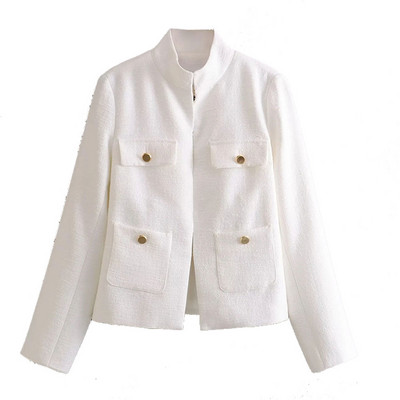 TRAF Blazer decupat texturat cu guler de toamnă pentru damă