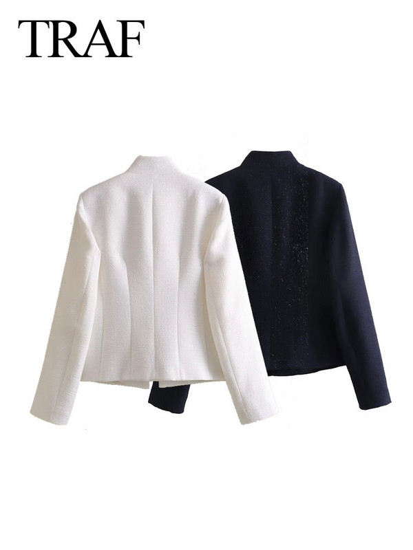 TRAF Blazer decupat texturat cu guler de toamnă pentru damă
