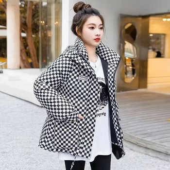 2023 Зимно ново свободно памучно палто с качулка Корейско топло удебелено яке с памучна подплата Дамско зимно яке Дамско основно палто Горно облекло