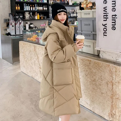 Jachetă de iarnă pentru femei, 2023, cu glugă, din bumbac, căptușită, caldă, îngroșată, parcas supradimensionată, îmbrăcăminte pentru zăpadă, jachetă puf