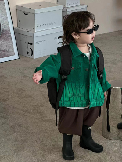 Palton pentru băieți, noua versiune coreeană pentru copii medii și mai mari, frumos și la modă, toamnă, culoare uni, cu mâneci lungi