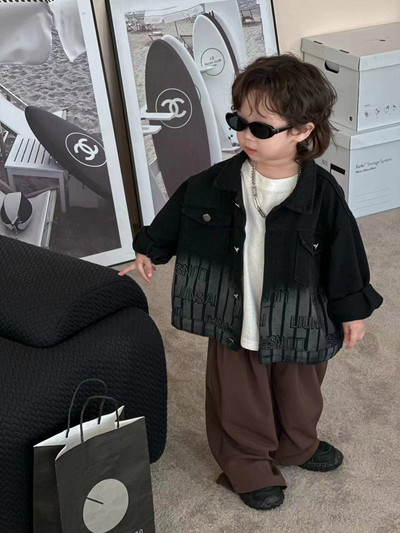 Palton pentru băieți, noua versiune coreeană pentru copii medii și mai mari, frumos și la modă, toamnă, culoare uni, cu mâneci lungi