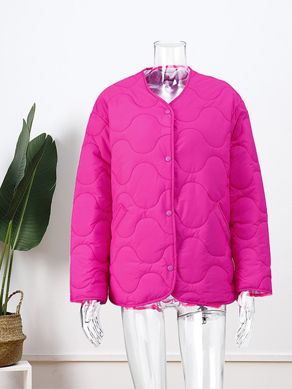 Jachetă de buzunar scurtă, solidă, guler rotund, din bumbac, ocazional, temperament larg, jachetă caldă de iarnă 2022