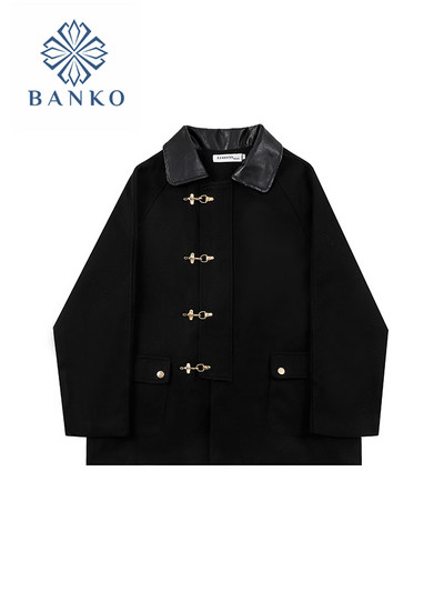 Moodne must jope reväärkrae Mantlid Vintage pikkade varrukatega šikk kontorinaise ülerõivad High Street Gothic 2000. aastate esteetiline mõõn