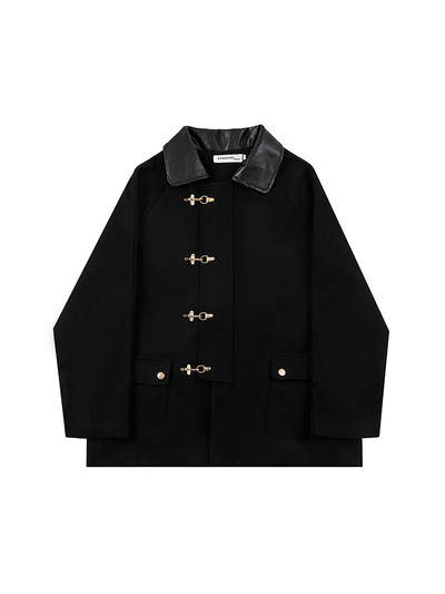 Moda jachetă neagră guler cu revere paltoane vintage cu mânecă lungă șic office doamnă îmbrăcăminte exterioară High Street gotic anii 2000 estetic Tide