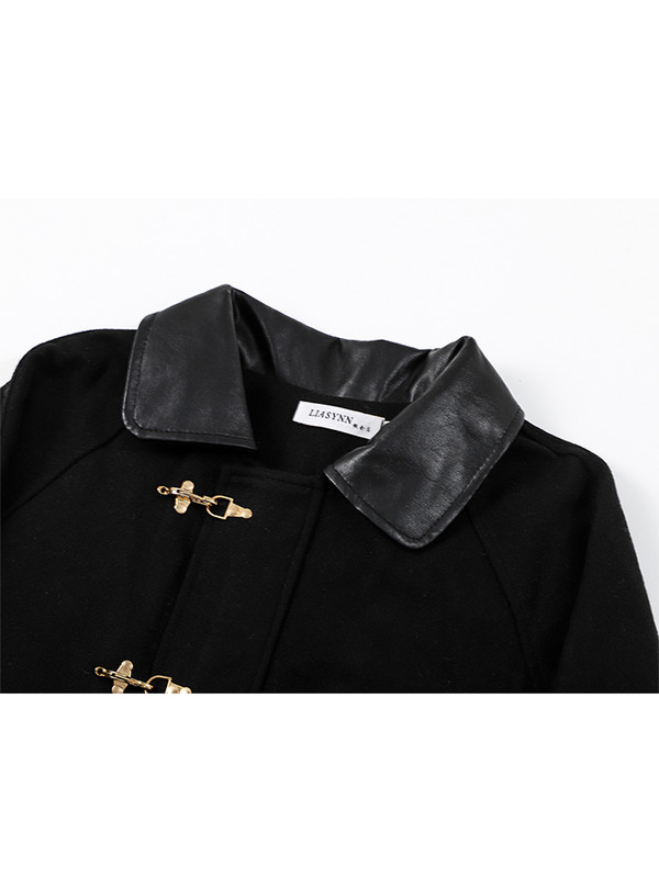 Moda jachetă neagră guler cu revere paltoane vintage cu mânecă lungă șic office doamnă îmbrăcăminte exterioară High Street gotic anii 2000 estetic Tide